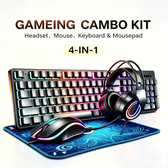 RGB Backlight Keyboards 1600 DPI Optical Mouse 4 in 1 Keyboard Mouse Headset Mousepad Combos Mechanical Gaming Sets