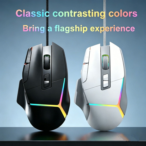 Ergonomic 10-Button RGB Optical Gaming Mouse Wired 12800DPI High Performance USB for PC Esports Players